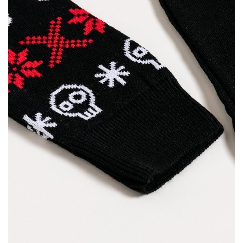 Black-White-Gold-Red - Lifestyle - Nightmare Before Christmas Unisex Adult Holiday Scare King Knitted Sweatshirt