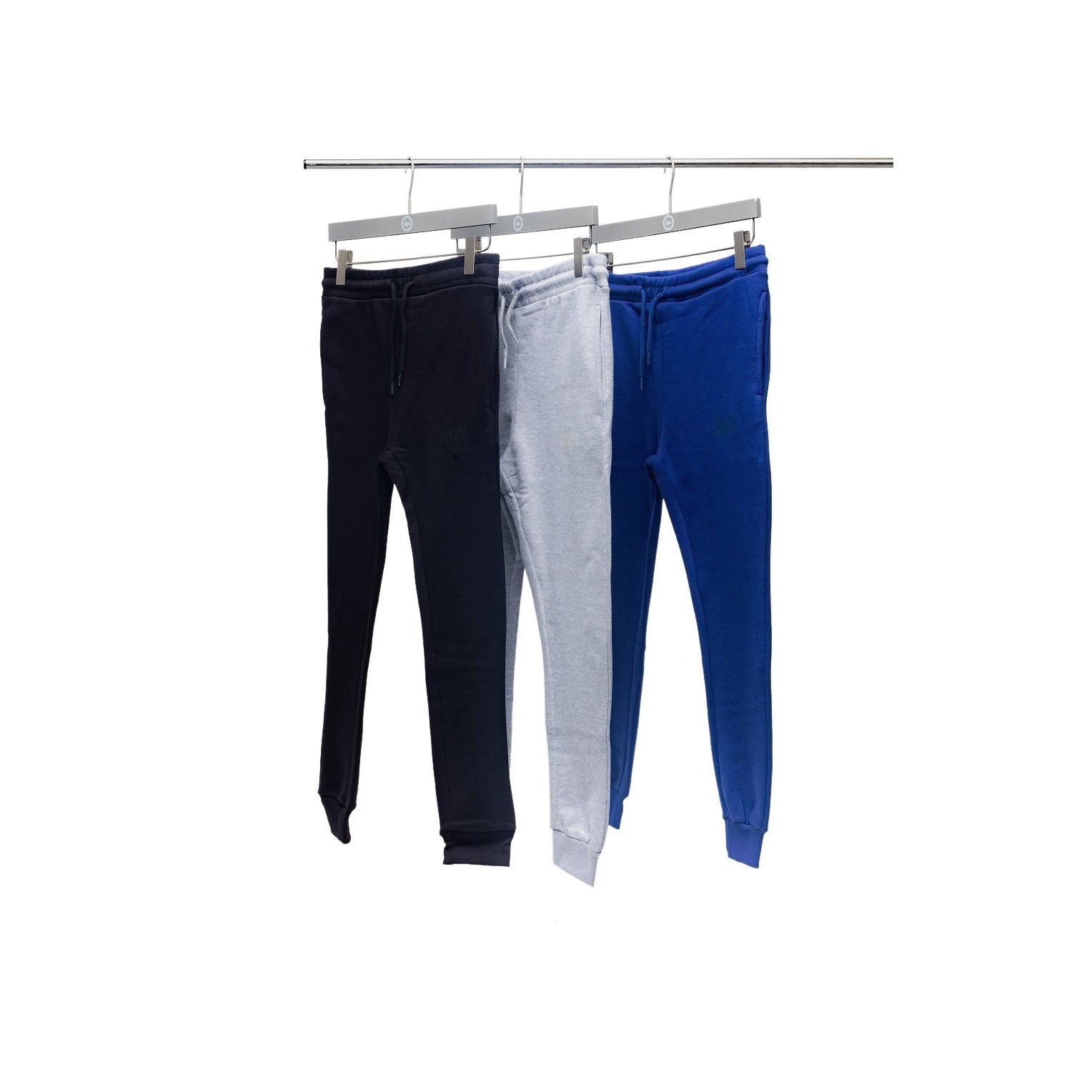 Black-Grey-Navy - Front - Hype Childrens-Kids Plain Jogging Bottoms (Pack of 3)