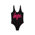 Black-Pink - Front - Hype Girls Script One Piece Swimsuit