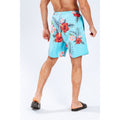 Aqua Blue-Red - Side - Hype Mens Aquifer Tropical Swim Shorts