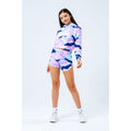 Lilac-Sky Blue-Dark Blue - Back - Hype Girls Evie Camo Cropped Pullover Hoodie