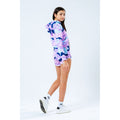 Lilac-Sky Blue-Dark Blue - Side - Hype Girls Evie Camo Cropped Pullover Hoodie