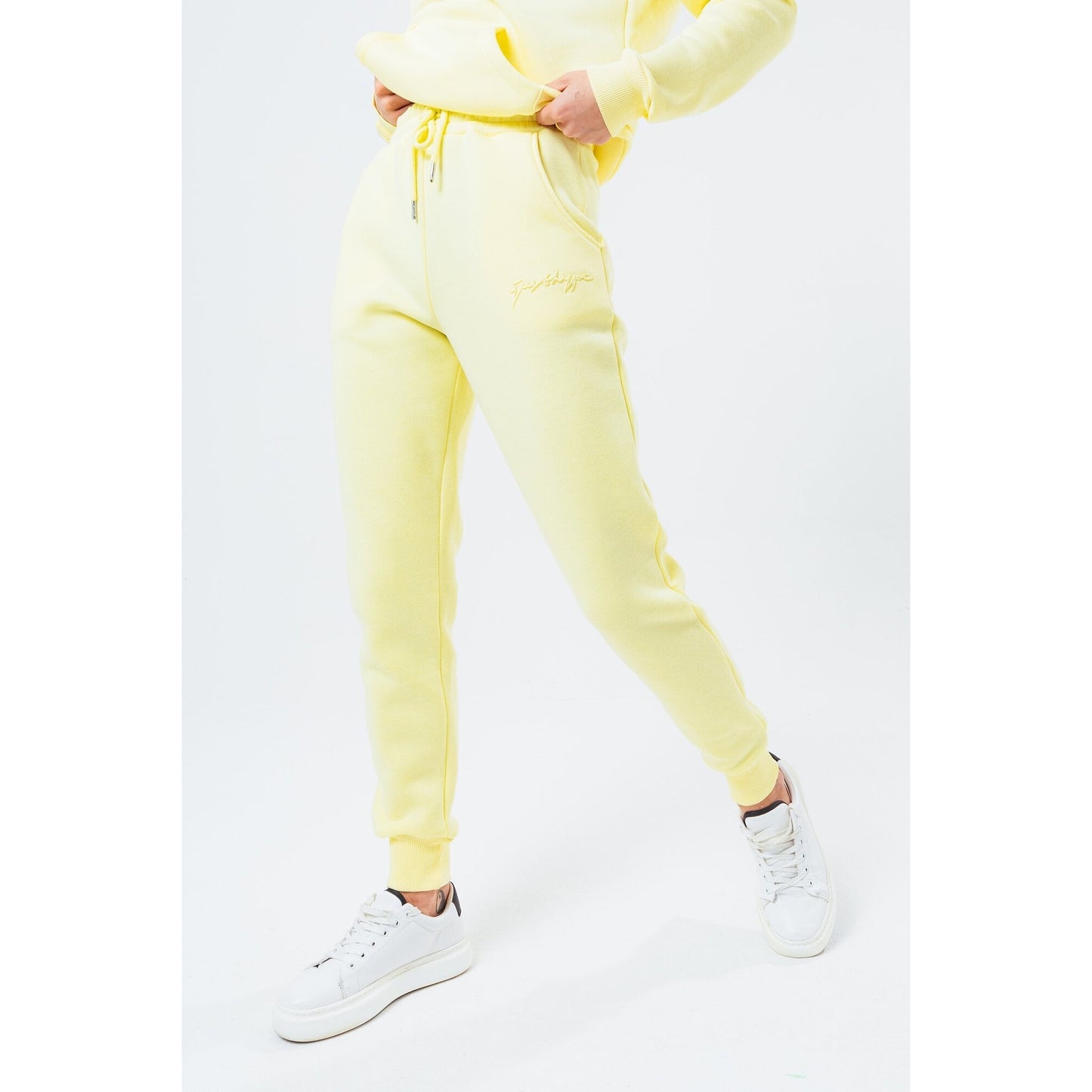 Light Yellow - Side - Hype Womens-Ladies Tonal Scribble Tracksuit