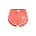Coral-White - Front - Hype Girls Script Running Shorts