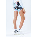 Sky Blue-Black-Pale Pink - Side - Hype Girls Pastel Abstract Sweat Shorts