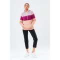 Pink-Blush - Back - Hype Womens-Ladies Leopard Colour Block Pullover Hoodie