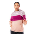 Pink-Blush - Front - Hype Womens-Ladies Leopard Colour Block Pullover Hoodie