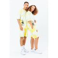 Yellow-White - Back - Hype Unisex Adult Printed Continu8 Jersey Shorts