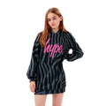 Black - Back - Hype Girls Zebra Print Hooded Dress