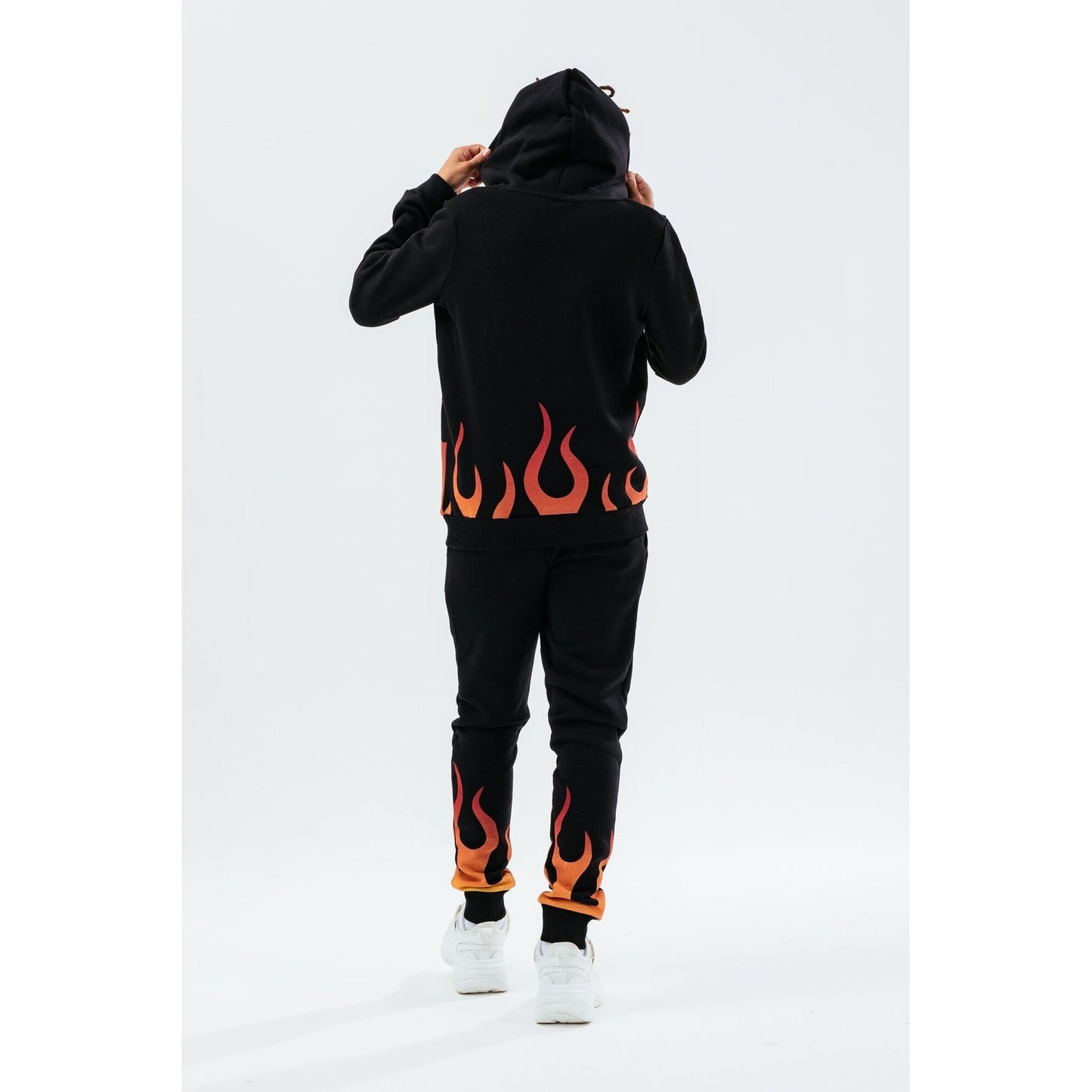 Black - Back - Hype Boys Script Flames Hoodie