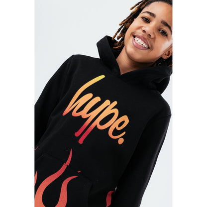 Black - Side - Hype Boys Script Flames Hoodie