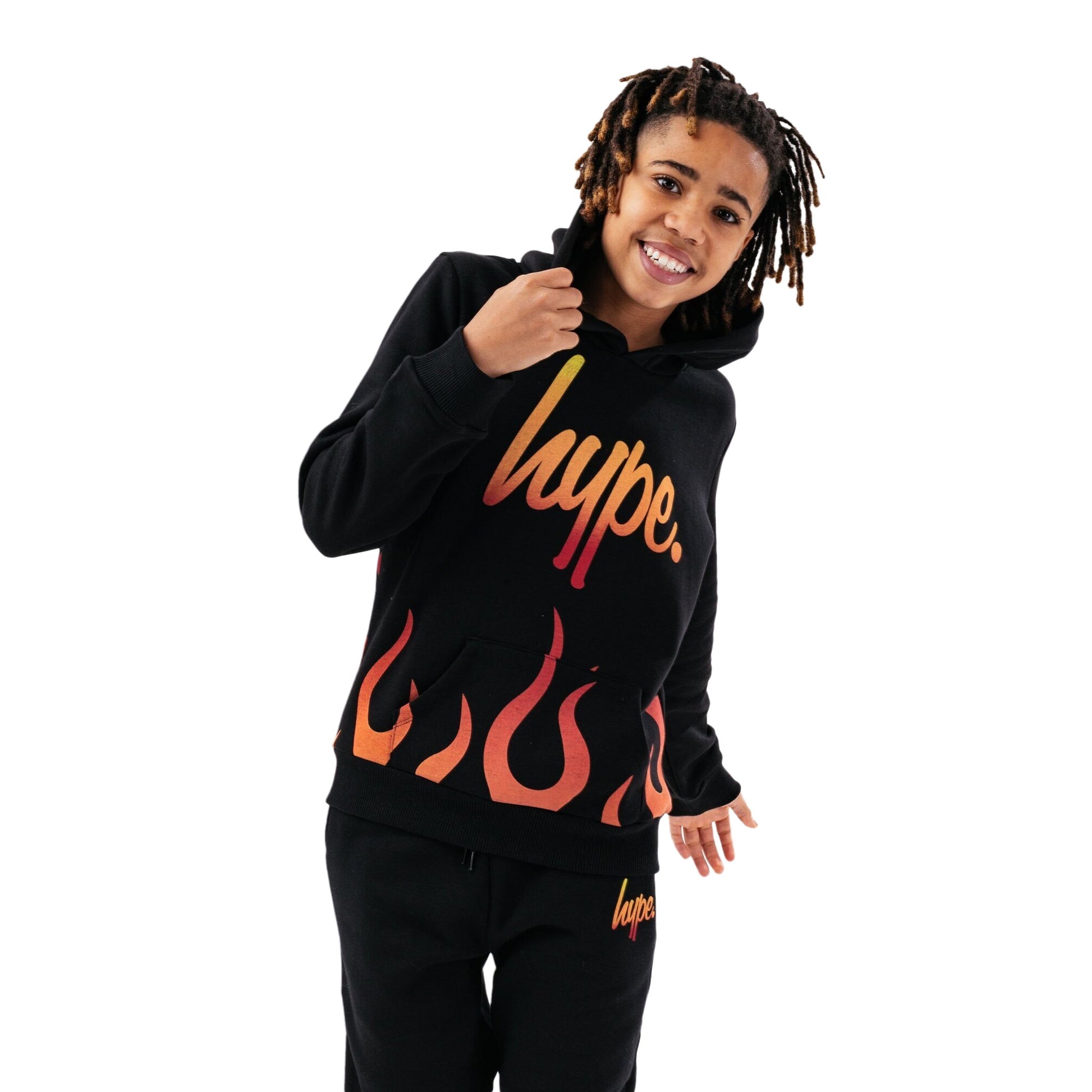 Black - Lifestyle - Hype Boys Script Flames Hoodie