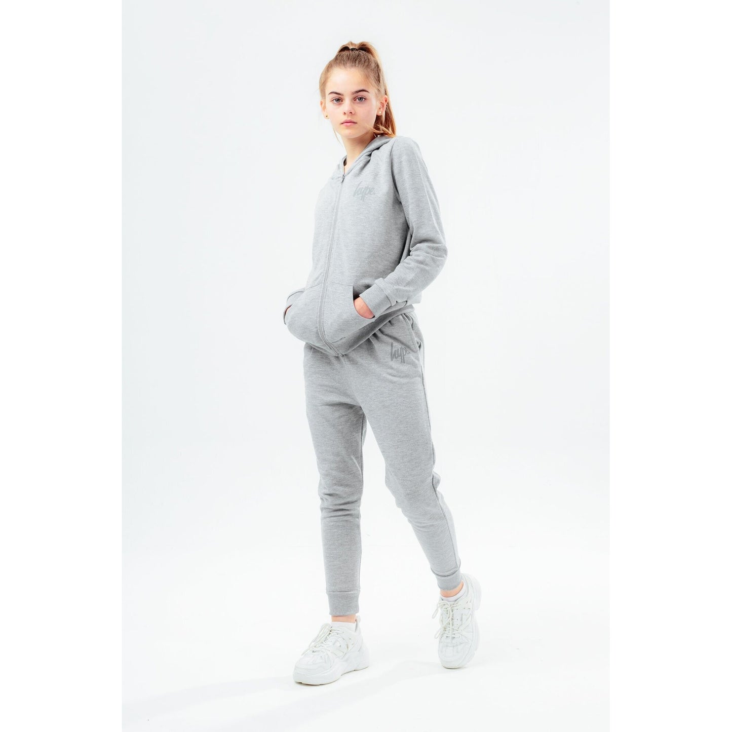 Grey Marl - Back - Hype Childrens-Kids Script Marl Tracksuit Set