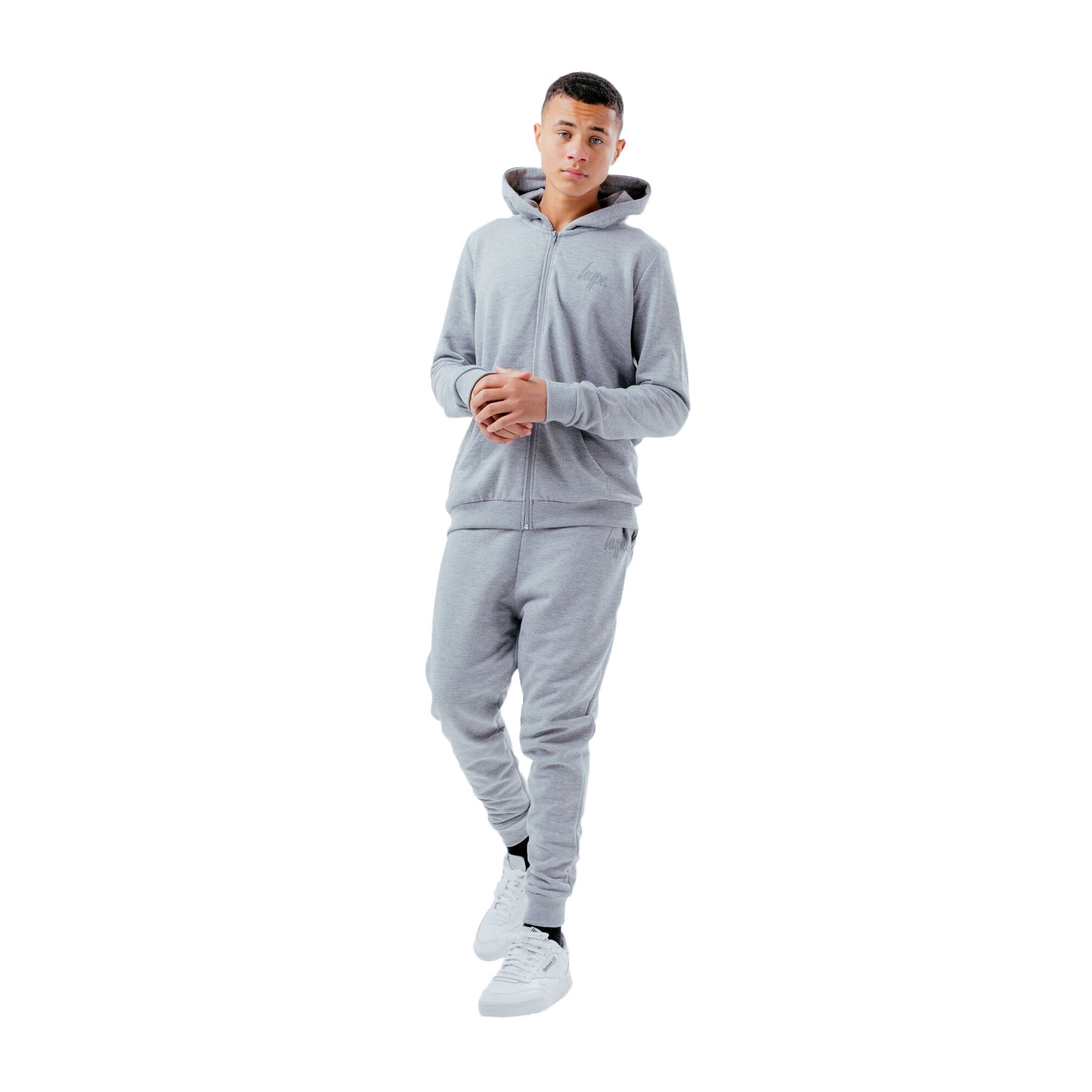 Grey Marl - Front - Hype Childrens-Kids Script Marl Tracksuit Set