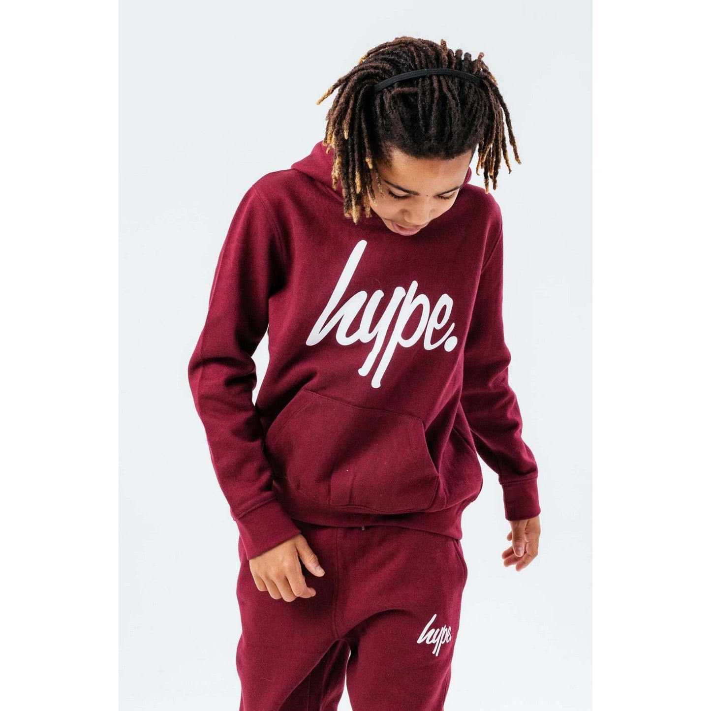Burgundy - Side - Hype Childrens-Kids Script Tracksuit Set