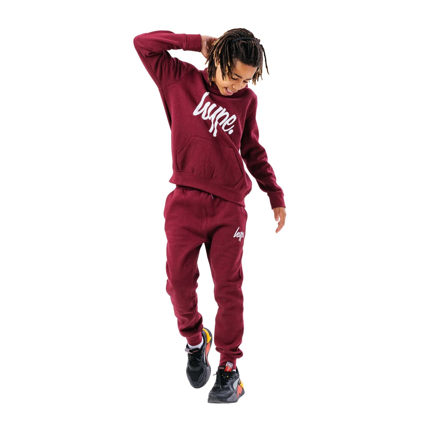 Burgundy - Front - Hype Childrens-Kids Script Tracksuit Set
