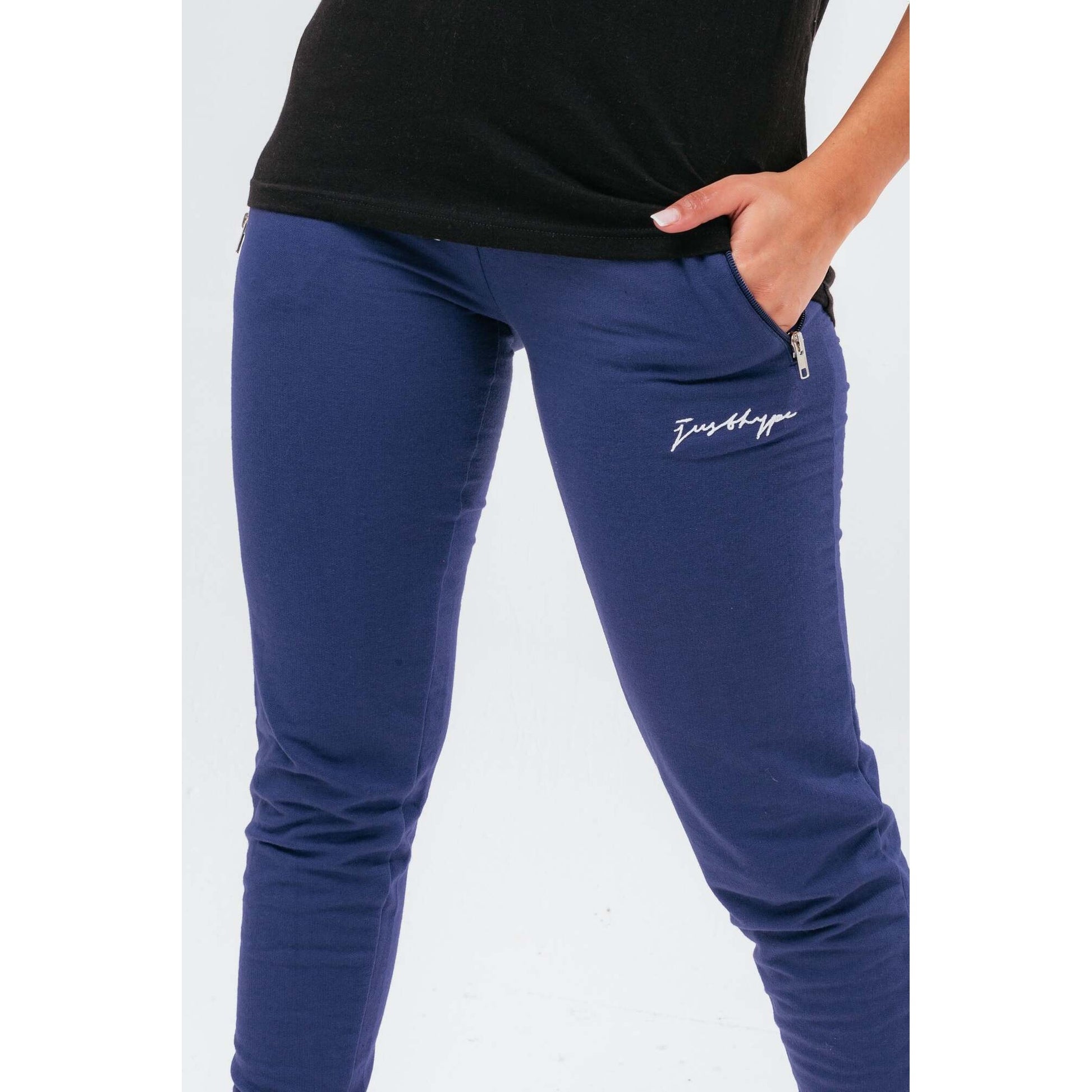 Navy - Side - Hype Womens-Ladies Skinny Jogging Bottoms