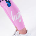 Pink-Blue - Side - Hype Girls Butterfly Script Leggings