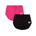 Pink-Black - Front - Hype Girls Script Sweat Shorts (Pack of 2)