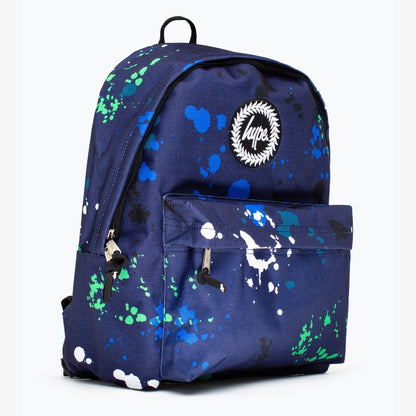 Blue-Green-White - Side - Hype Paint Splatter Backpack