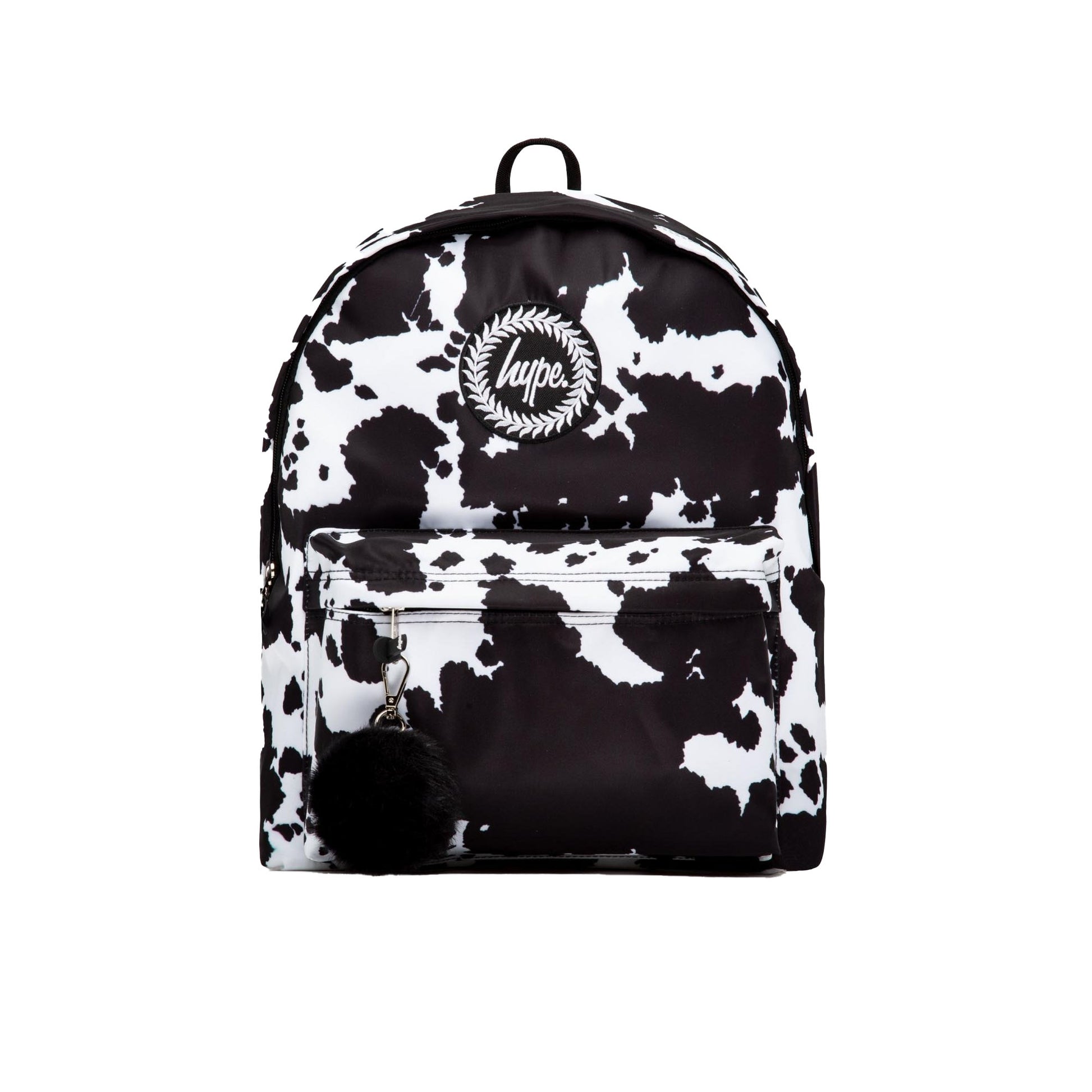 Black-White - Front - Hype Mono Cow Print Backpack