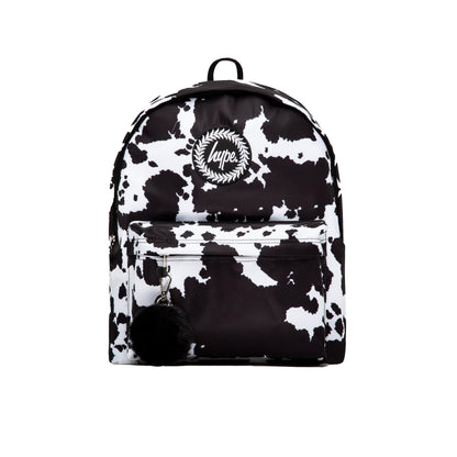 Black-White - Front - Hype Mono Cow Print Backpack