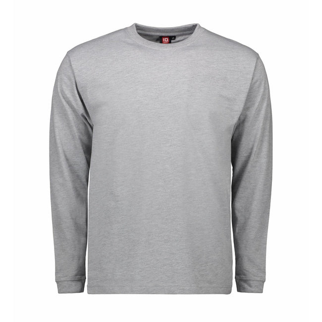 Grey melange - Front - ID Mens Pro Wear Regular Fitting Long Sleeve T-Shirt