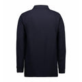Navy - Back - ID Mens Pro Wear Press Stud Long Sleeve Regular Fitting Polo Shirt