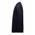 Navy - Side - ID Mens Pro Wear Press Stud Long Sleeve Regular Fitting Polo Shirt