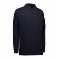 Navy - Lifestyle - ID Mens Pro Wear Press Stud Long Sleeve Regular Fitting Polo Shirt
