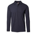 Navy - Front - ID Mens Pro Wear Press Stud Long Sleeve Regular Fitting Polo Shirt