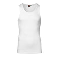 White - Front - ID Mens 1x1 Rib Sleeveless Fitted Singlet-Vest