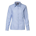 Light blue - Front - ID Womens-Ladies Striped Non Iron Long Sleeve Formal Shirt