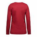 Red - Side - ID Womens-Ladies Fitted Long Sleeve Interlock T-Shirt