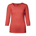 Coral - Front - ID Womens-Ladies 3-4 Sleeve Stretch Fitted T-shirt