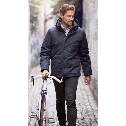 Navy - Back - ID Mens Padded Smart Winter Parka Jacket