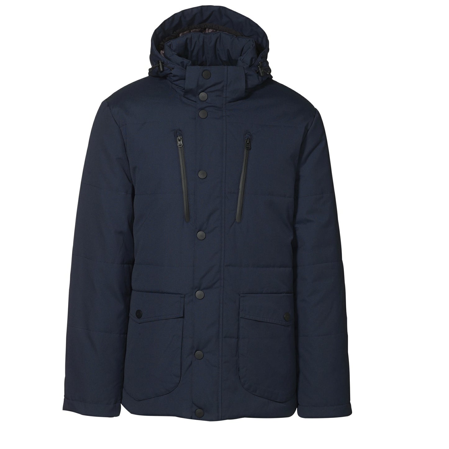 Navy - Front - ID Mens Padded Smart Winter Parka Jacket