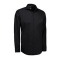 Black - Front - ID Mens Fine Twill Shirt Long Sleeve Modern Fit