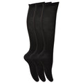 Black - Front - Floso Girls Long Cotton Socks (3 Pairs)