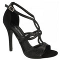 Black - Front - Anne Michelle Womens-Ladies Faux Snake Skin High Heels