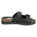 Black - Back - Down To Earth Womens-Ladies Mid Flatform 2 Buckle Strap Sandals