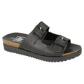 Black - Front - Down To Earth Womens-Ladies Mid Flatform 2 Buckle Strap Sandals