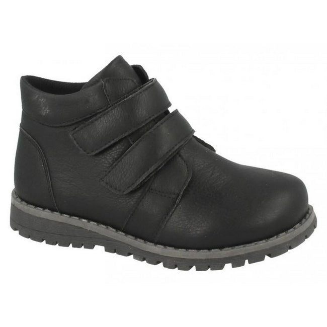 Black - Front - JCDees Boys Round Toe Double Strap Ankle Boots