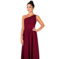 Wine - Back - Krisp Womens-Ladies One Shoulder Evening Maxi Dress