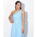 Aqua Blue - Back - Krisp Womens-Ladies One Shoulder Evening Maxi Dress