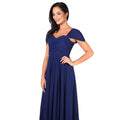 Blue - Back - Krisp Womens-Ladies Multiway Neckline Occasion Maxi Dress