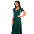 Green - Back - Krisp Womens-Ladies Multiway Neckline Occasion Maxi Dress