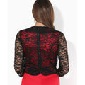 Black - Side - Krisp Womens-Ladies All Over Lace Cropped Evening Shrug