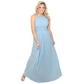 Aqua Blue - Front - Krisp Womens-Ladies Pleated Front Chiffon Maxi Dress