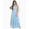 Aqua Blue - Side - Krisp Womens-Ladies Pleated Front Chiffon Maxi Dress